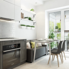 kitchen combined with a balcony design ideas