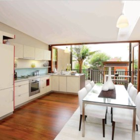 kitchen combined with a balcony interior