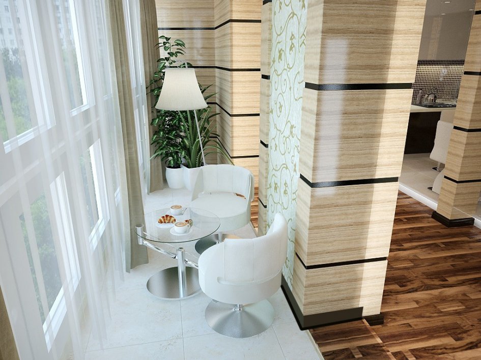 kitchen combined with a balcony