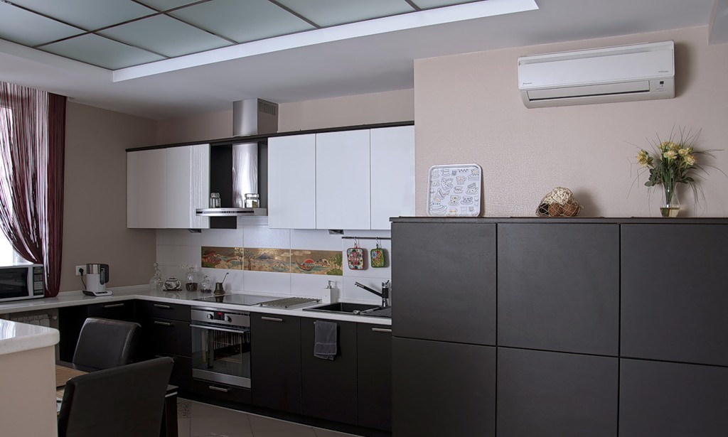 kitchen design with ventilation duct