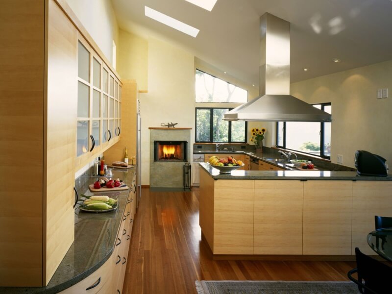 kitchen design with fireplace vent