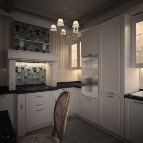 kitchen design with ventilation duct mosaic