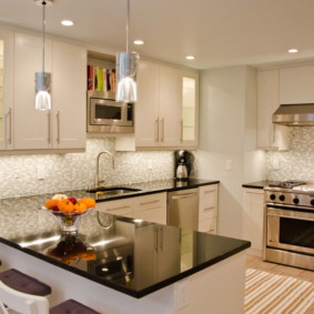 Kitchen lighting with white furniture