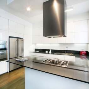 Gray metal island hood