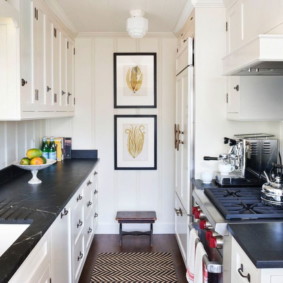 Narrow double-row kitchen