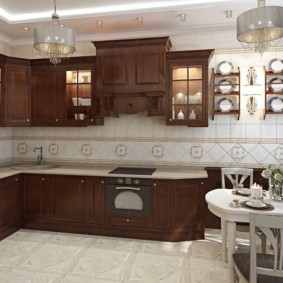 Κλασικό σχεδιασμό κουζίνας με γωνιά