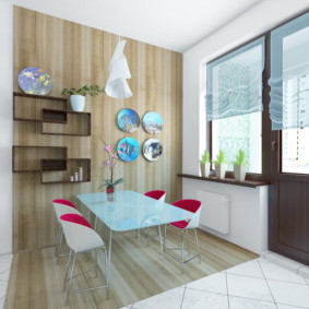 Ghế màu đỏ và trắng ở bàn ăn