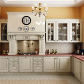 Τζάκι στην κουζίνα με σχήμα L