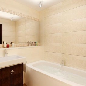 Beige color in the interior of the bathroom