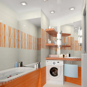 Orange color in a modern bathroom