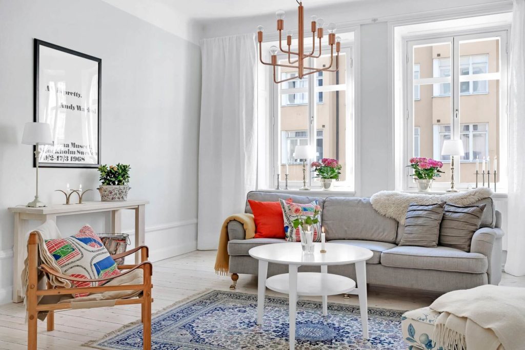 Intérieur de salon de style scandinave