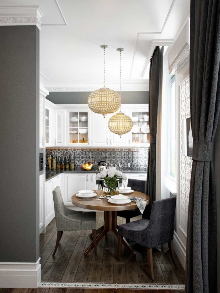 Coin repas dans la cuisine de Khrouchtchev après avoir rejoint le salon