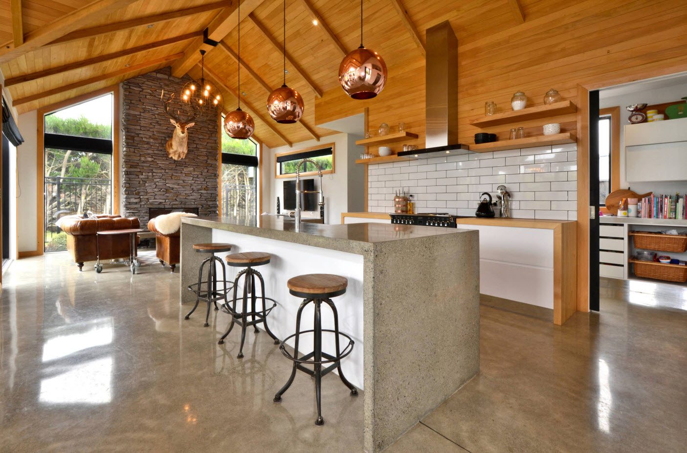 kitchen in a wooden house on the second floor