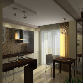 кухня комбинирана с дизайн на хол