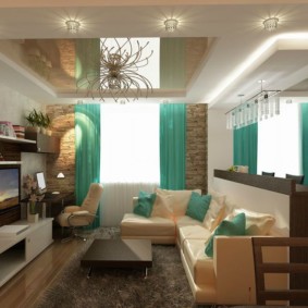 кухня, комбинирана със залата