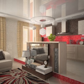 кухня, комбинирана с интериор на зала за снимки