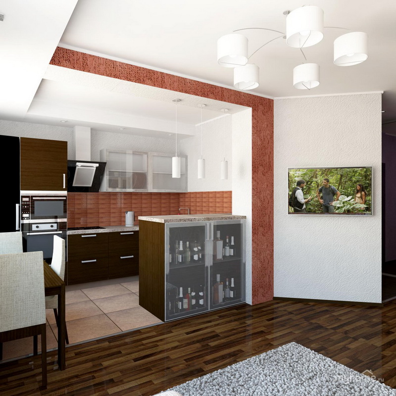 кухня, комбинирана с опции за зала за снимки