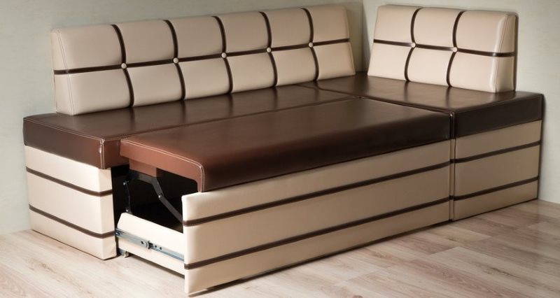 Sofa bếp cá heo với bọc màu nâu