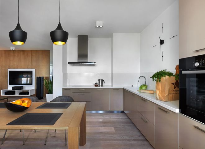 modern kitchen design with air duct