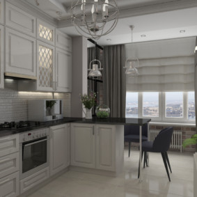 kitchen combined with a balcony