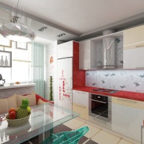 kitchen combined with a balcony decor