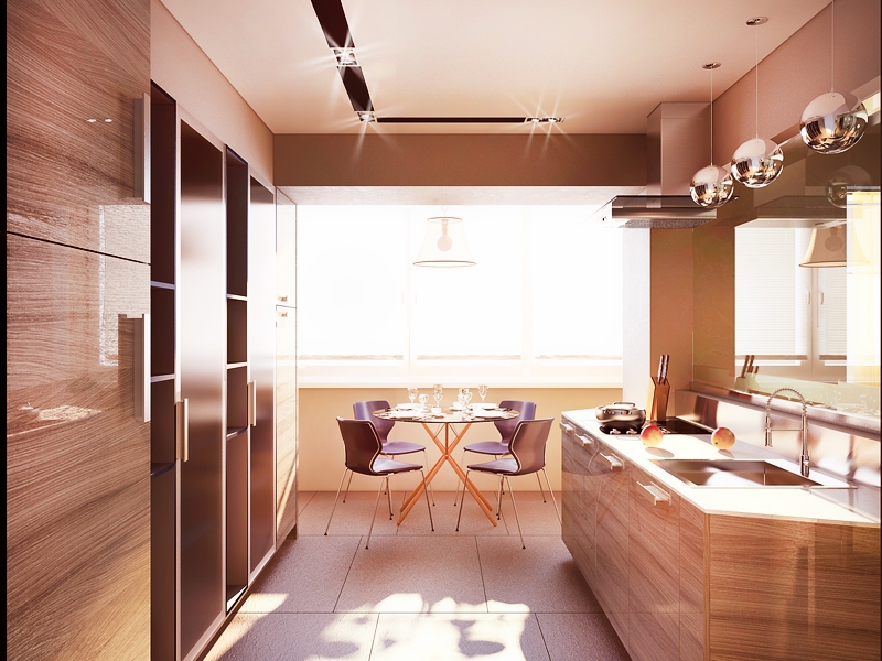 kitchen combined with a balcony