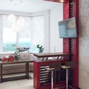 kitchen combined with an idea balcony