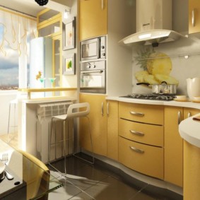 kitchen combined with a balcony decor ideas