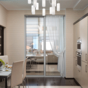 kitchen combined with a balcony design ideas