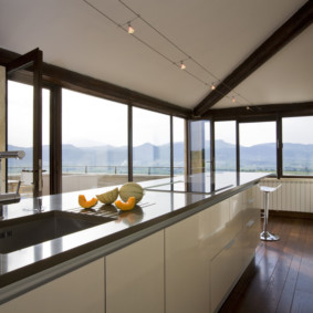 kitchen combined with a balcony