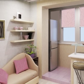 kitchen combined with a balcony interior