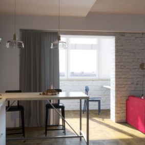 kitchen combined with a balcony