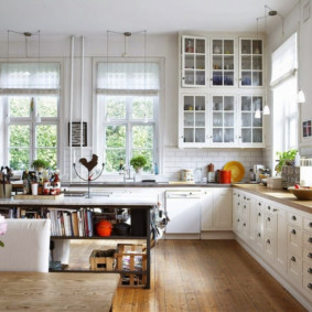 kitchen in a wooden house decor photo