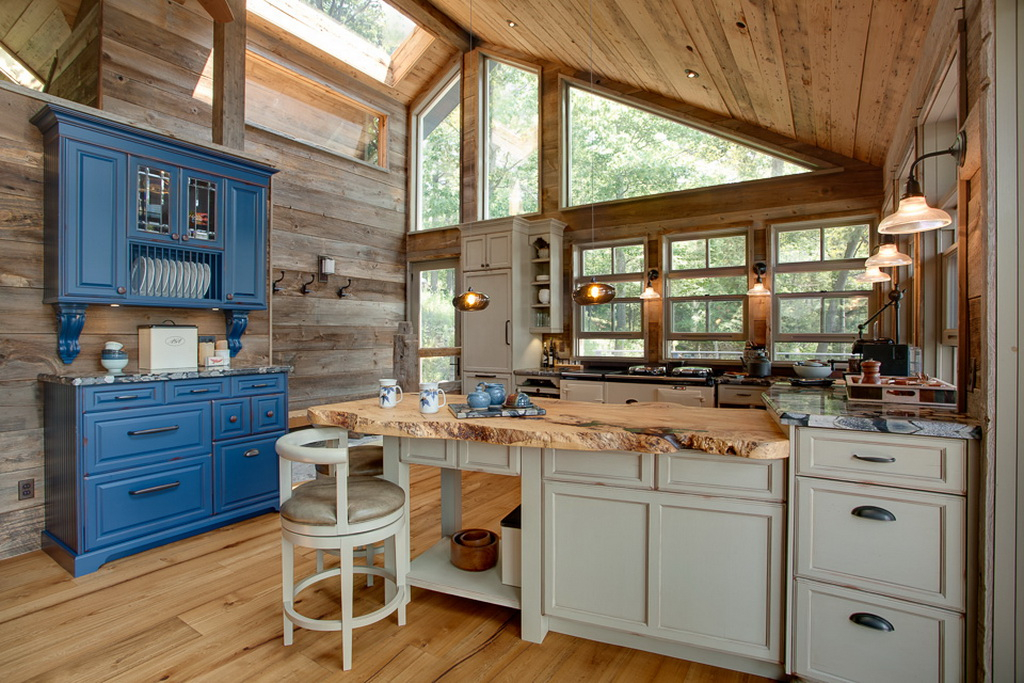 kitchen in a wooden house photo