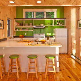 kitchen in a wooden house design ideas