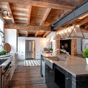 kitchen in a wooden house photo ideas