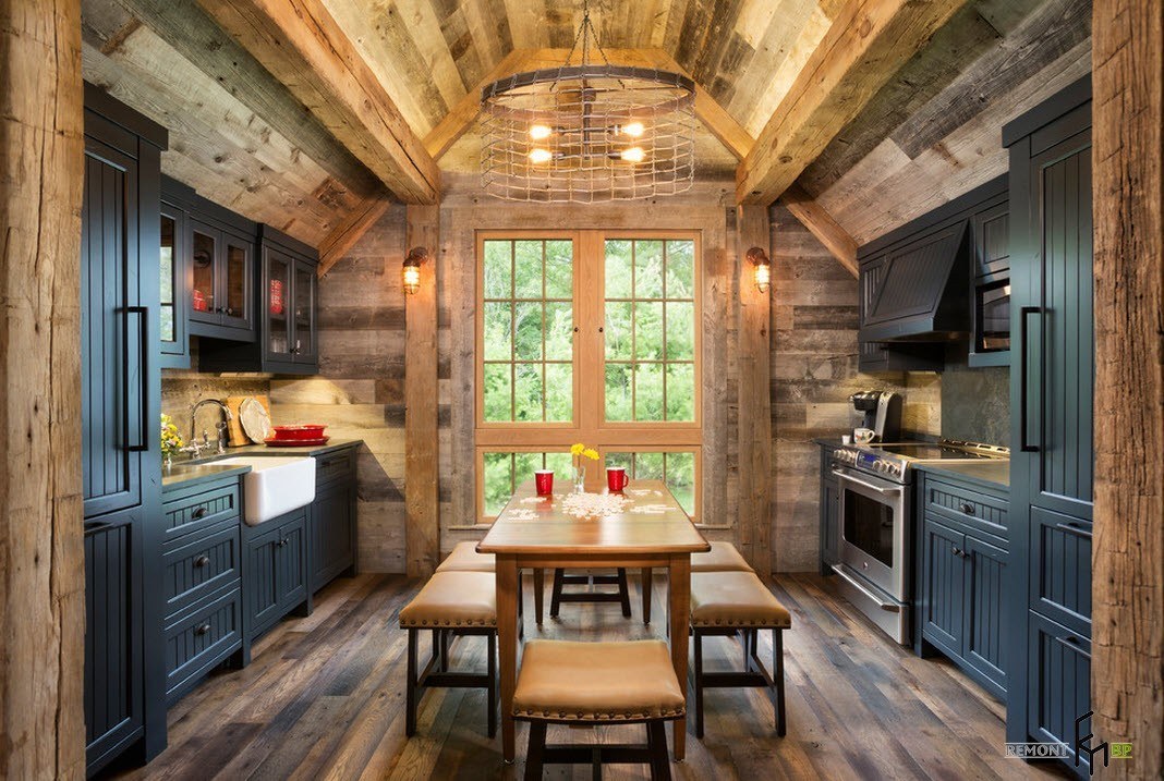 kitchen in a wooden house options ideas