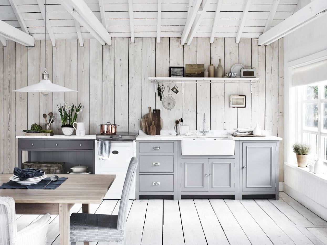 kitchen in a wooden house in eco style