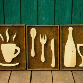 Decoración de cocina de madera contrachapada de bricolaje