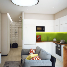 arrangement of furniture and appliances in the kitchen photo design