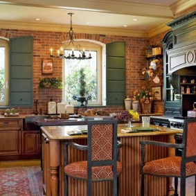 arrangement of furniture and appliances in the country kitchen