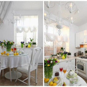 arrangement of furniture and appliances in the kitchen