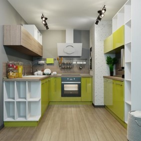 arrangement of furniture and appliances in the kitchen