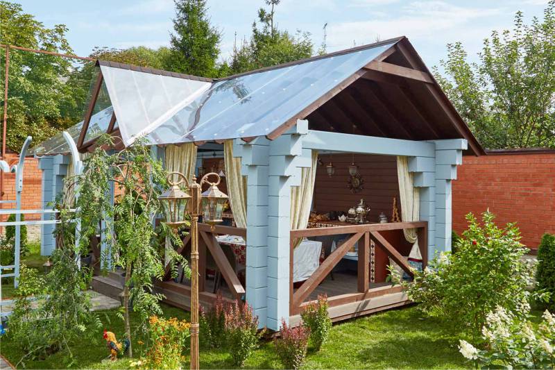 Νεαρά φυτά κοντά στην καλοκαιρινή κουζίνα στη χώρα