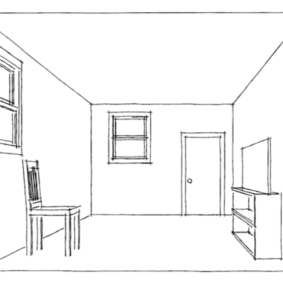 Desen alb și negru al unei bucătării