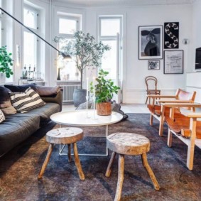 Vue du salon de style scandinave photo