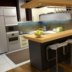 combinație de țiglă și laminat în ideile de design de bucătărie