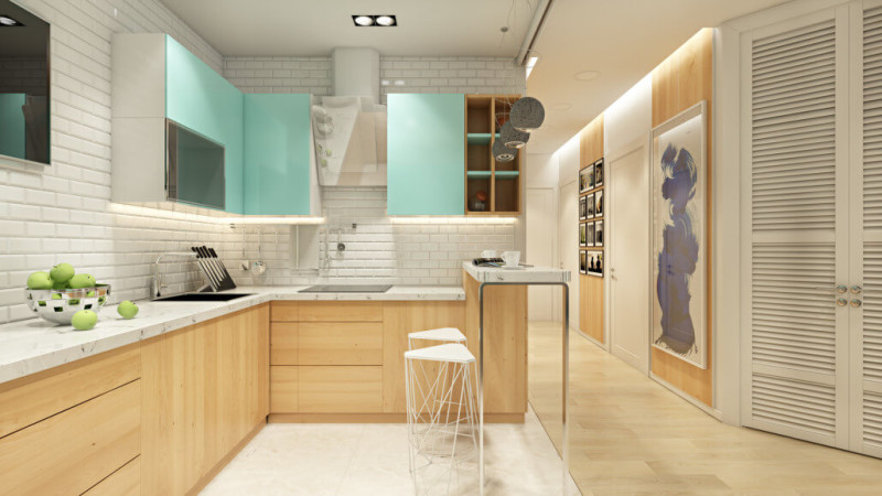 îmbinând plăci și laminate în ideile de fotografii din bucătărie