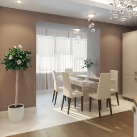 combinație de gresie și laminat în ideile de decor de bucătărie