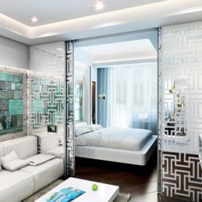 salon et chambre à coucher dans une pièce idées intérieures